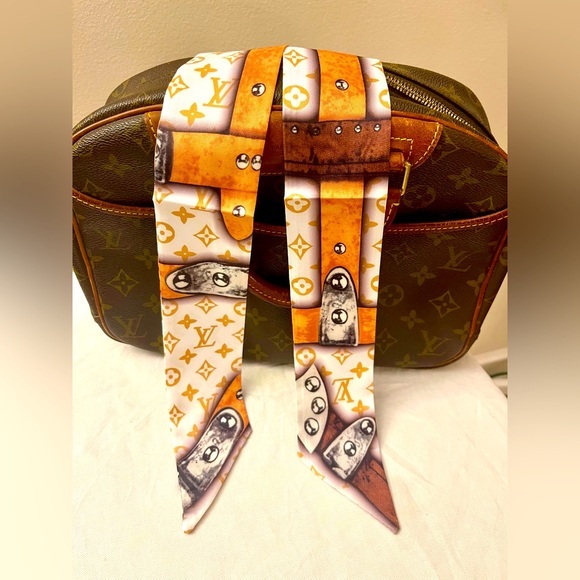 Unbranded Accessories - Monogram Orange Brown Bandeau Silk Twilly Scarf